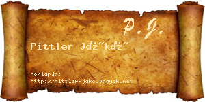Pittler Jákó névjegykártya